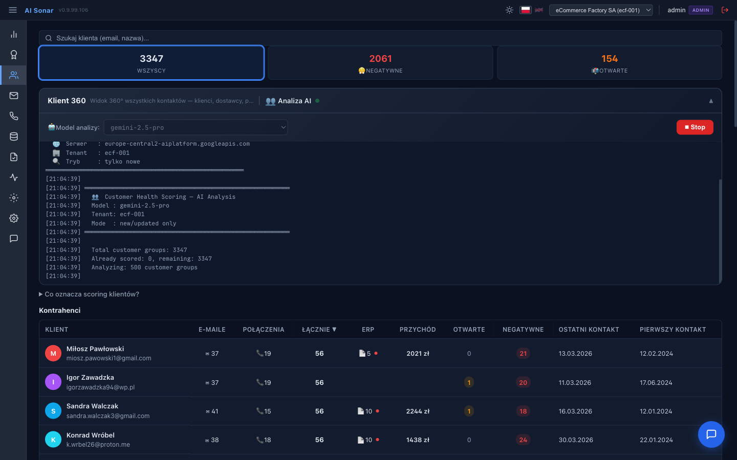 AI analizuje — scoring w trakcie